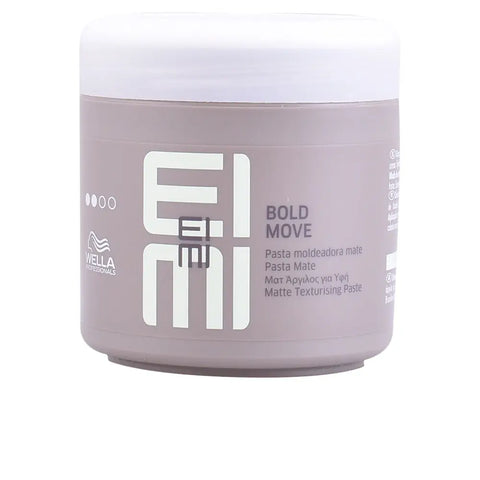 Wella Eimi Bold Move matte texturizing paste in a jar, with a focus on the product packaging and branding.