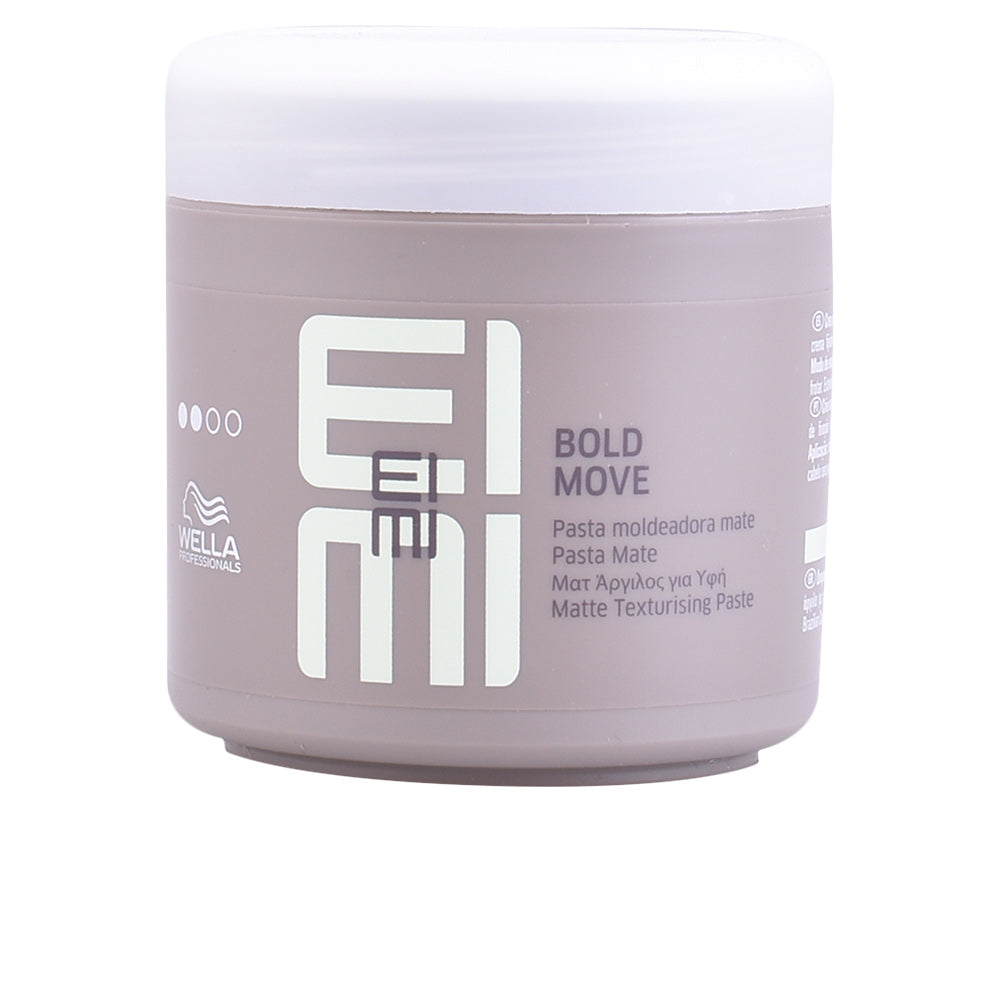 Wella Eimi Bold Move matte texturizing paste in a jar with black and white packaging, used for adding texture and hold to hair.
