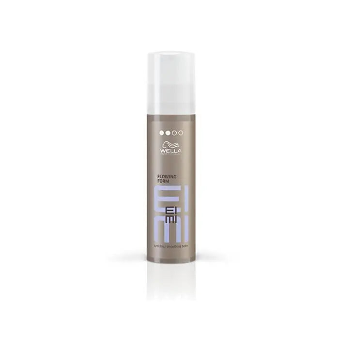 Wella Eimi Flowing Form Smoothing Balm 100ml in a sleek tube, displayed on a neutral background with product label visible.