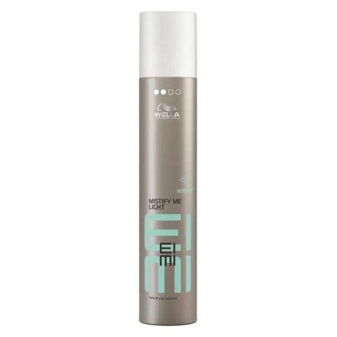 Wella Eimi Mistify Light Level 2 fast-drying hairspray in 300ml spray bottle, with sleek packaging and product details visible.