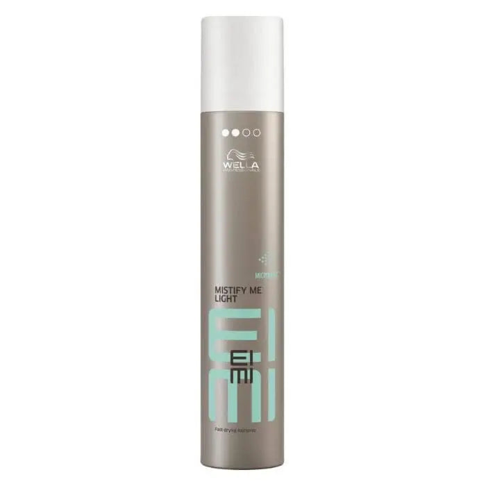 Wella Eimi Mistify Light Level 2 fast-drying hairspray in 300ml bottle, used for lightweight hold and style fixation.