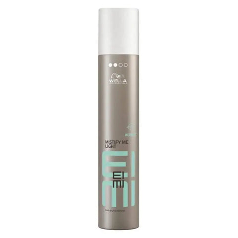 Wella Eimi Mistify Light fast drying hairspray level 2 in 300ml spray bottle, shown with product label and cap on a white background.