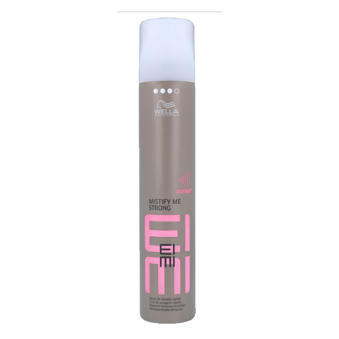 Wella Eimi Mistify Level 3 strong fast-drying hairspray 300ml in a spray bottle, designed for firm hold and quick drying.