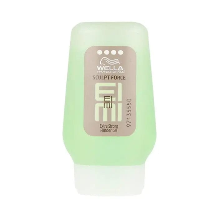 Wella Eimi Sculp Force Strong Flubber Gel in 28ml jar, showcasing the textured gel with vibrant packaging.