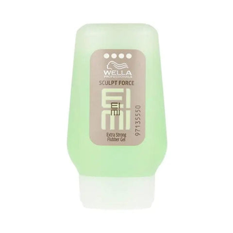 Wella Eimi Sculp Force Strong Flubber Gel in 28ml jar, showcasing the textured gel with vibrant packaging.