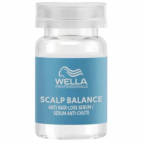 Wella Invigo Balance Anti-Hairloss Serum 8x6ml bottles, clear liquid in small dropper bottles, on a neutral background.