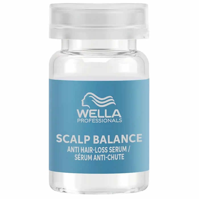 Wella Invigo Balance Anti-Hairloss Serum 8x6ml bottles, featuring clear packaging with branding, for promoting hair health.