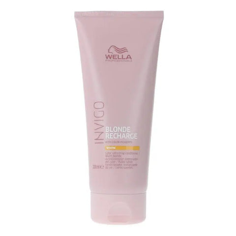 Wella Invigo Blonde Recharge color refreshing conditioner in warm formula, 200ml, with nourishing ingredients for blonde hair care.
