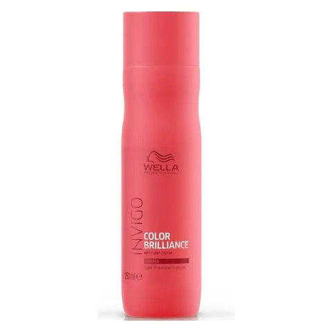 Wella Invigo Color Brilliance Shampoo for coarse hair in 250ml bottle, designed to enhance color and nourish hair.