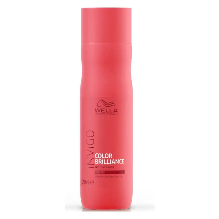 Wella Invigo Color Brilliance Shampoo for coarse hair, 250ml, in a sleek bottle, designed to enhance color and shine.