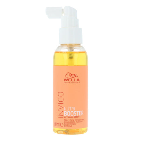 Wella Invigo Nutri Enrich Booster nourishing concentrate in 100ml bottle, shown with label and product details.