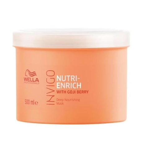 Wella Invigo Nutri Enrich Deep Nourishing Mask 500ml jar with label showing, designed for nourishing and restoring hair.