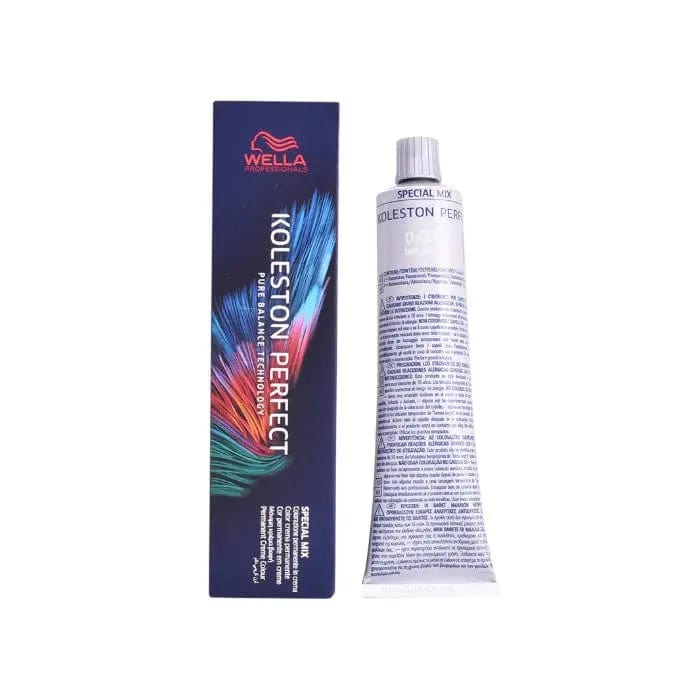 Wella Koleston Perfect Me+ 0/33 Special Mix hair dye in 60ml tube, shown with vibrant color and packaging details.