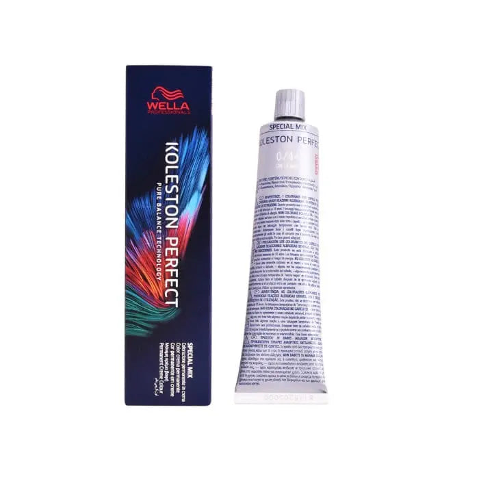 Wella Koleston Perfect Me+ 0/44 Special Mix hair color in 60ml tube, displayed with packaging from Jag Couture London New York