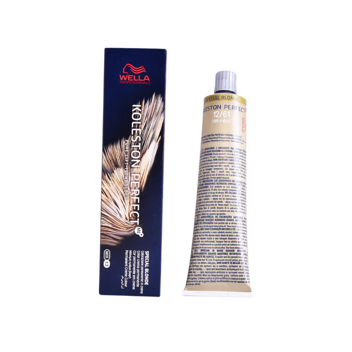 Jag Couture London New York Wella Koleston Perfect Me+ 12/61 blonde hair dye in 60ml bottle, with vibrant blonde color and packaging.