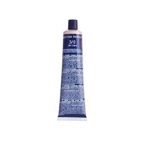 Wella Koleston Perfect Me+ 3/0 Pure Naturals hair color in 60ml tube, shown in a professional salon setting