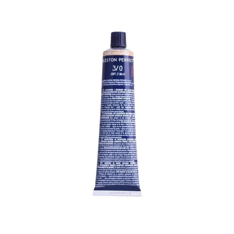 Wella Koleston Perfect Me+ 3/0 Pure Naturals hair color in 60ml tube, shown with brand branding and packaging details.