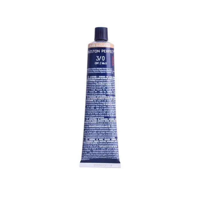 Wella Koleston Perfect Me+ 3/0 Pure Naturals hair dye tube, 60ml, shown with branding from Jag Couture London New York