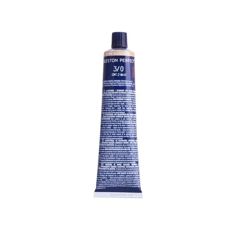 Wella Koleston Perfect Me+ 3/0 Pure Naturals hair dye tube, 60ml, shown with branding from Jag Couture London New York