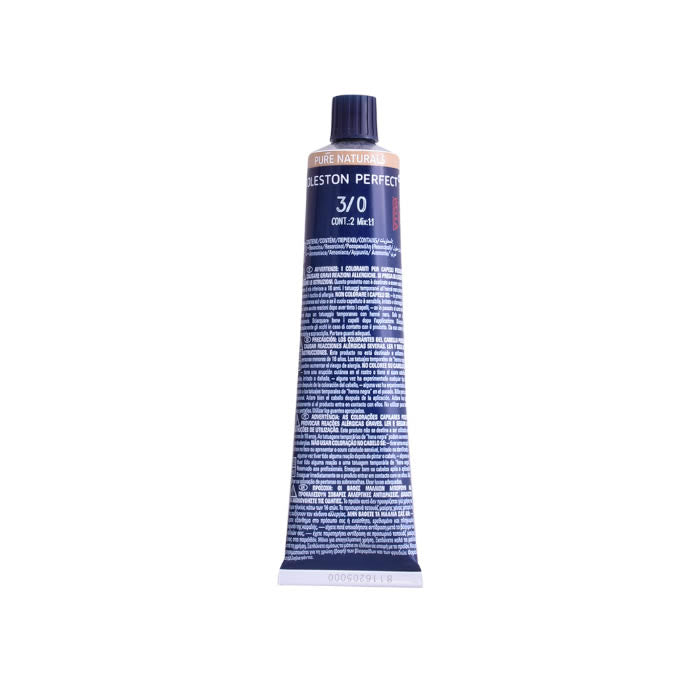Wella Koleston Perfect Me+ 3/0 Pure Naturals hair color in 60ml tube, showcasing the product packaging.