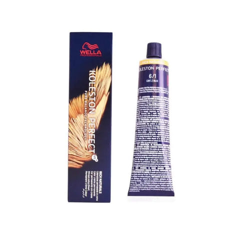 Wella Koleston Perfect Me+ 6/1 Rich Naturals hair color in a 60ml bottle, shown with the product packaging and branding.