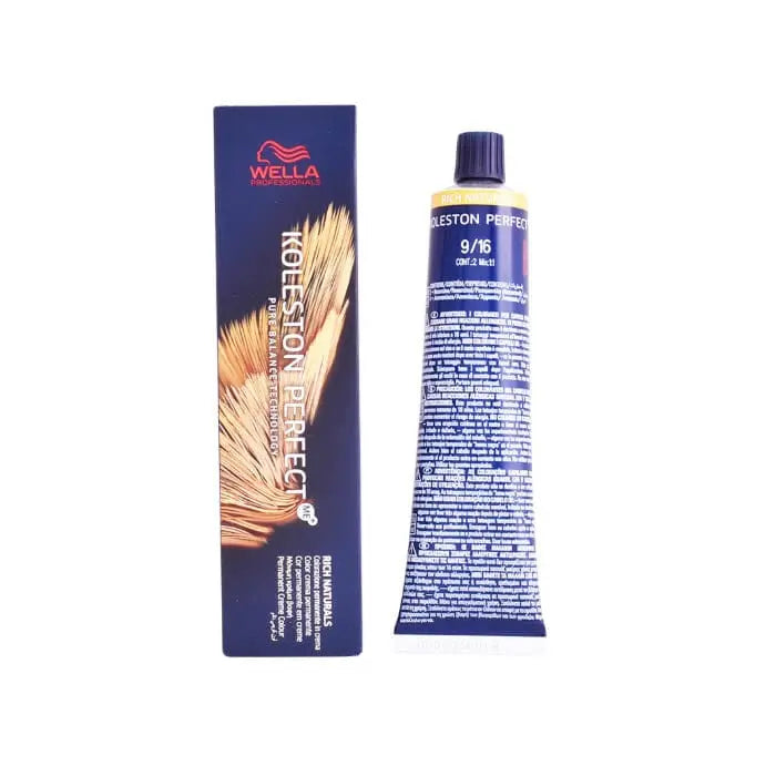 Wella Koleston Perfect Me+ 9/16 Rich Naturals hair color tube, 60ml, displayed with product branding from Jag Couture London New York