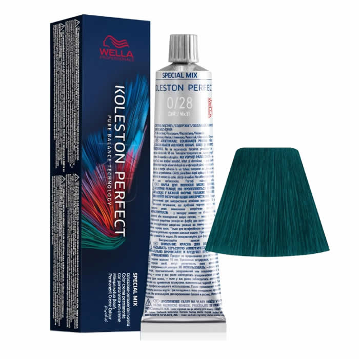 Wella Koleston Perfect Me Special Mix 0-28 Mate Pearl hair dye bottle, 60ml, by Jag Couture London - New York, showing product label.