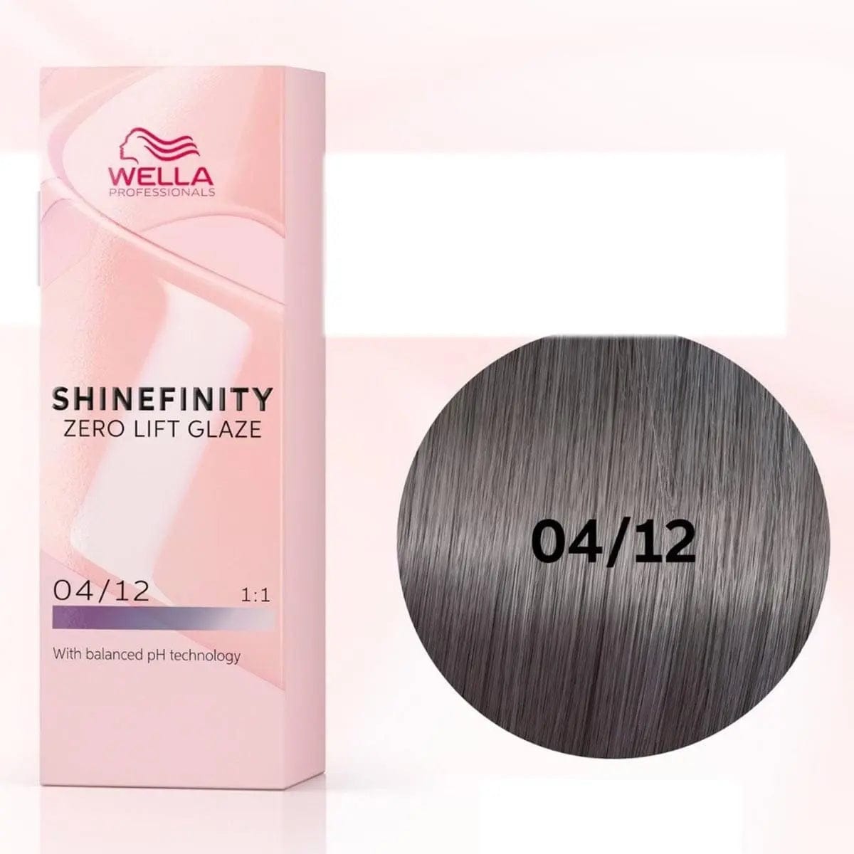 Wella Shinefinity Zero Lift Glaze Tinte 04-12 in 60ml, showcasing the glossy hair glaze product from Jag Couture London.