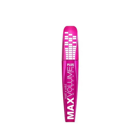Wet N Wild Max Volume Plus Mascara in black, with volumizing brush, displayed with packaging from Jag Couture London New York.