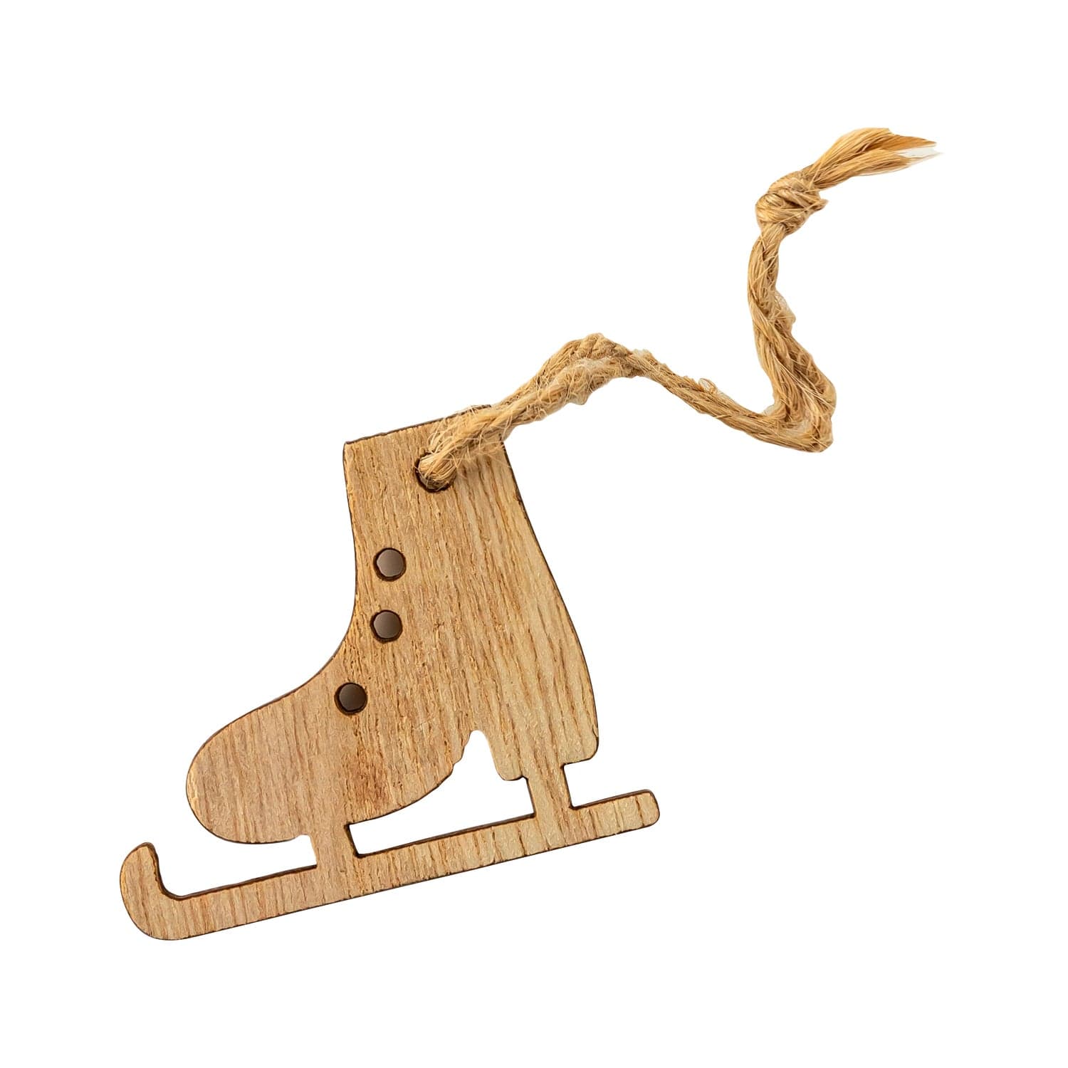 Wooden skate hanger with rope loop, 4x5cm, by Jag Couture London New York, designed for displaying skateboards or accessories.