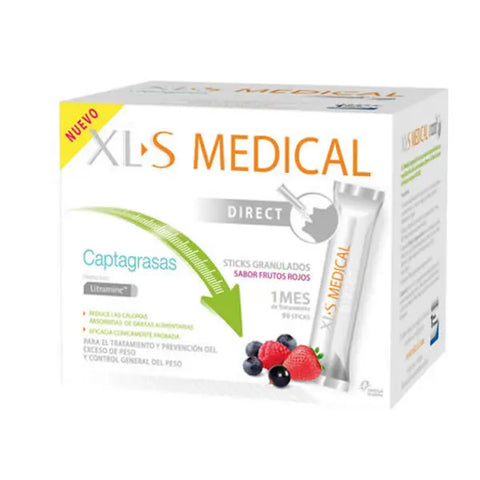 Xls Medical Direct Fat Binder 90 sticks, dietary supplement from Jag Couture London New York, with packaging and sticks visible.