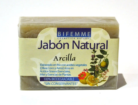 Natural clay soap by Ynsadiet in 100g, from Jag Couture London New York, featuring a bar of face and body cleansing soap.