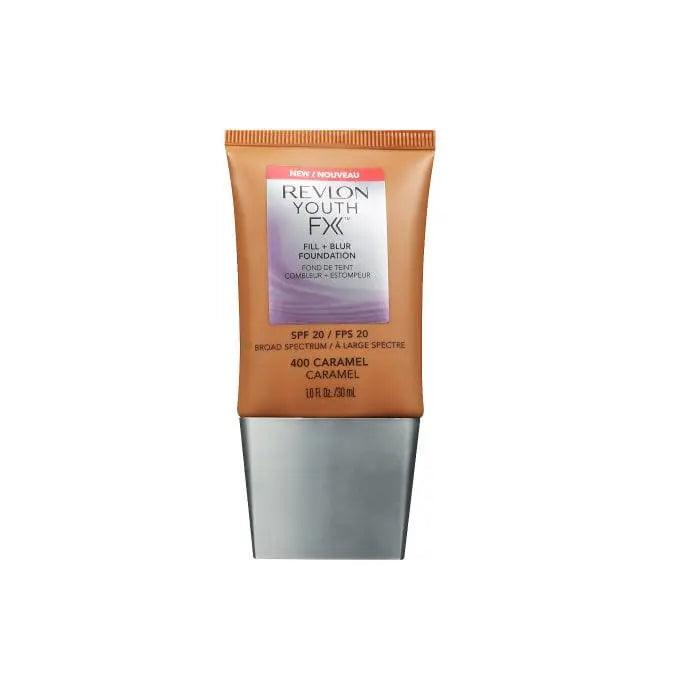Jag Couture London Youth FX Fill and Blur Foundation in 400 Caramel with SPF20, 30ml bottle, smooth and radiant complexion.