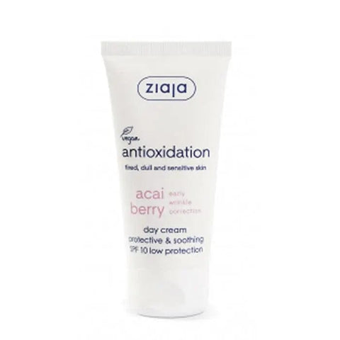 Ziaja Acai Facial Day Cream SPF10 in 50ml jar, moisturizing cream with acai extract for daily skin care.