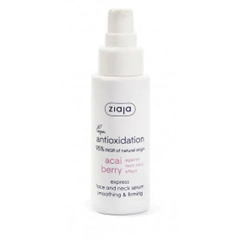 Ziaja Acai Serum Concentrado Antioxidante para rostro y cuello en botella de 50ml, con etiqueta y gotero.