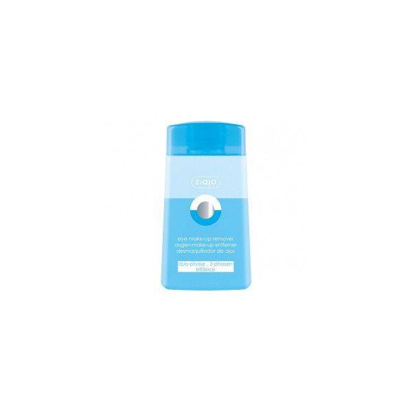 Bifásico eye makeup remover from Ziaja, 120ml, displayed in a clear bottle with a white cap, suitable for gentle eye makeup removal.