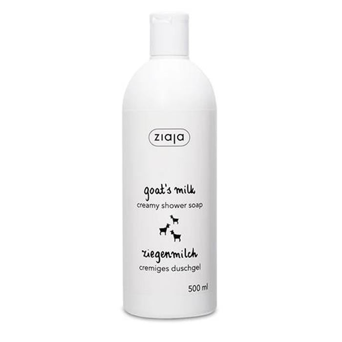 Creamy goat milk bath gel from Ziaja Leche De Cabra in a 500ml bottle, featuring a smooth, gentle cleansing formula.