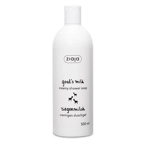Creamy goat milk bath gel from Ziaja Leche De Cabra in a 500ml bottle, featuring a smooth, gentle cleansing formula.