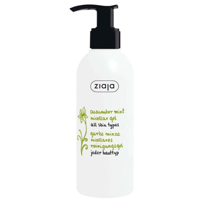 Ziaja Pepino y Menta Gel Limpiador Micelar in 200ml bottle, refreshing facial cleanser with cucumber and mint extracts.