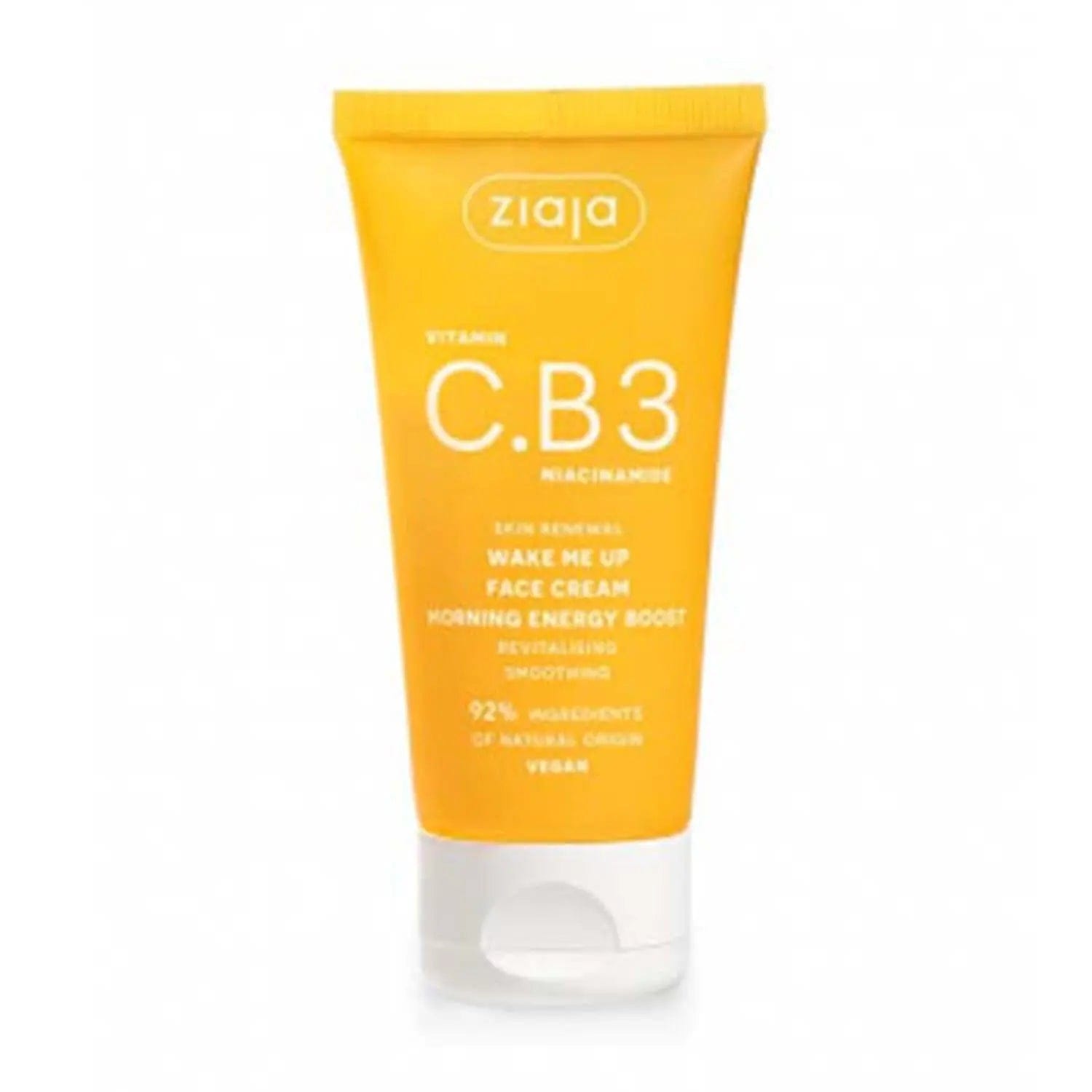 Ziaja Vitamina C B3 Niacinamida facial day cream jar, 50ml, revitalizing skincare with brightening and nourishing ingredients.