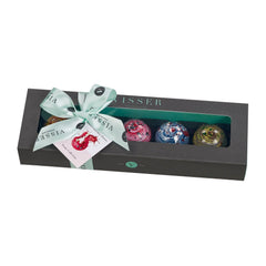 Jag Couture London - New York Deluxe gift box of 5 fruity Picasso chocolates with menu tag