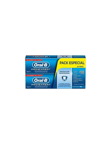 Dual-pack of Oral-B Pro Protecccion dental products by Jag Couture London New York, shown in a clear, close-up view.