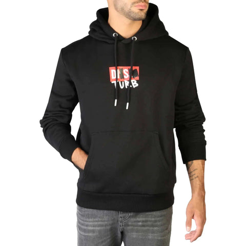 Diesel S-GIRK-HOOD hoodie by Jag Couture London-New York, black cotton hoodie with front logo detailing.