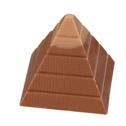 Milk chocolate double sticky toffee pyramid by Jag Couture London in 13g size, showing a layered chocolate treat with caramel filling.