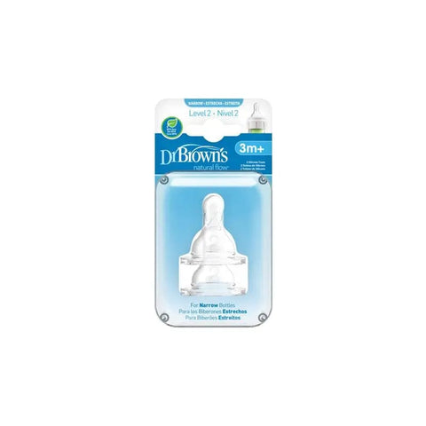 Set of two Dr. Brown's Standard Teats by Jag Couture London New York, designed for baby bottles with a Level 2 teat nipple.