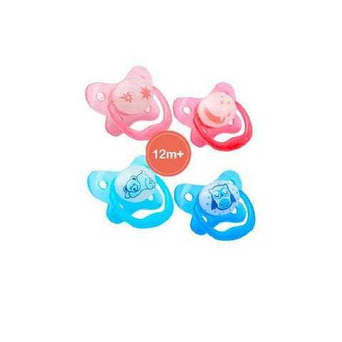 Jag Couture London New York Dr. Brown's Nighttime Soother for 12 months, soft silicone baby pacifier with colorful design.