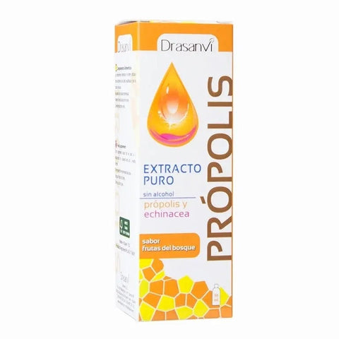 Jag Couture London New York Drasanvi Propolis Extracto Sin Alcohol 50ml natural health supplement in a small glass bottle.