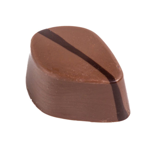 Jag Couture London milk chocolate Dresse featuring smooth cocoa mousse, 13.5g, with a close-up of the chocolate bar.