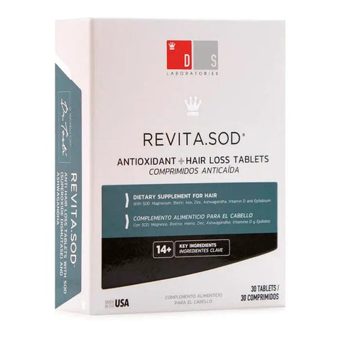 Jag Couture London New York DS Revita Sod antioxidant hair loss supplement, 30 tablets, for hair health and nourishment.