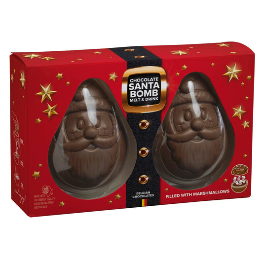 Jag Couture London - New York Duo Santa milk chocolate bomb with mini marshmallows in gift box - VAT FREE